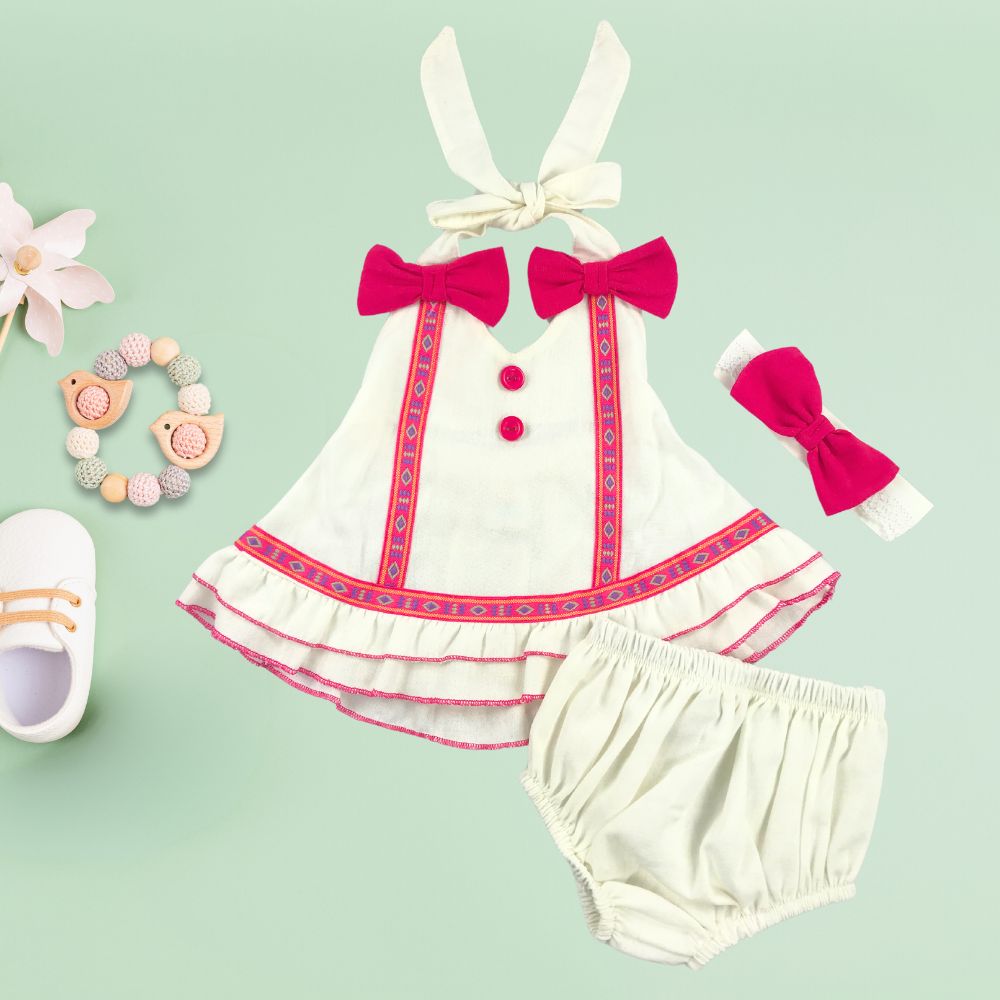 Batita halter con calzón de manta para bebe niña