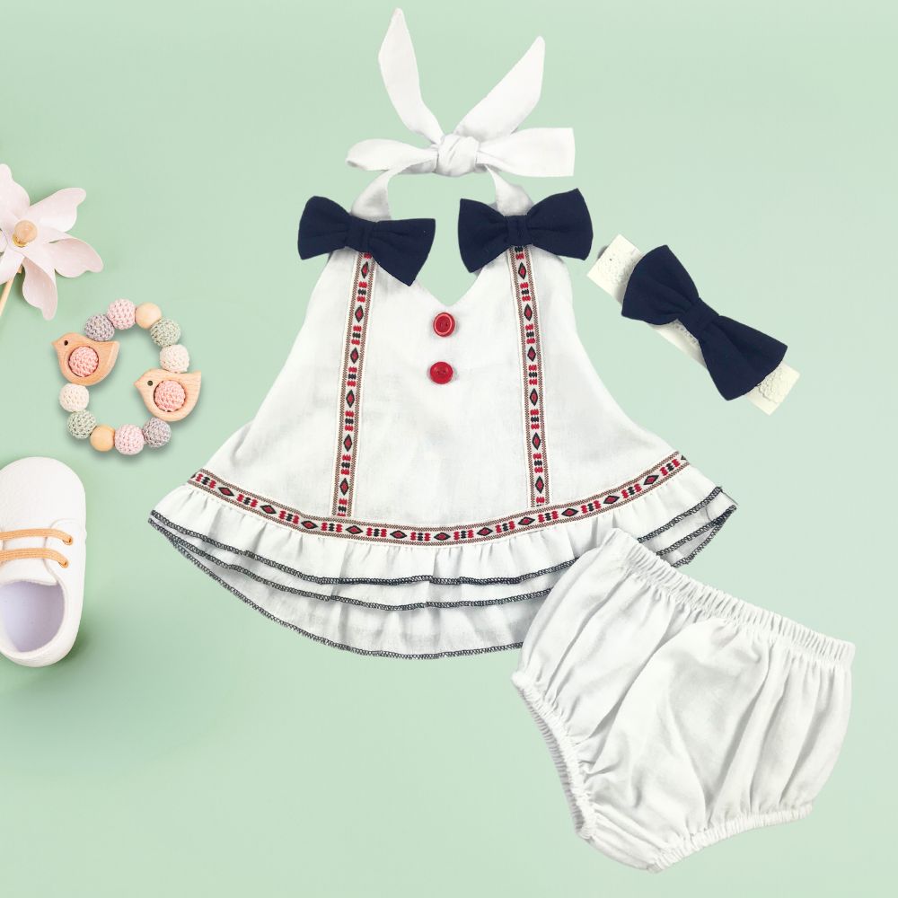 Batita halter con calzón de manta para bebe niña