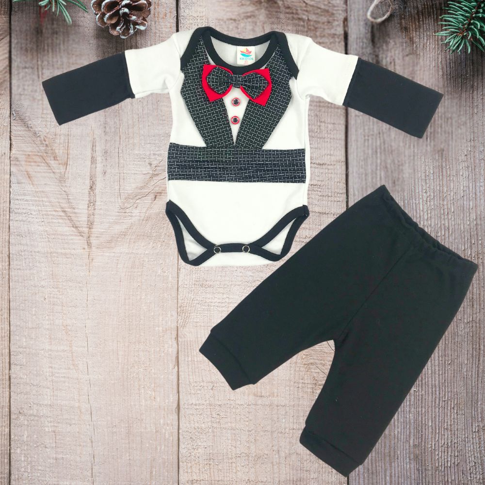 Body manga larga   con solapa  y /moño  para bebés niños