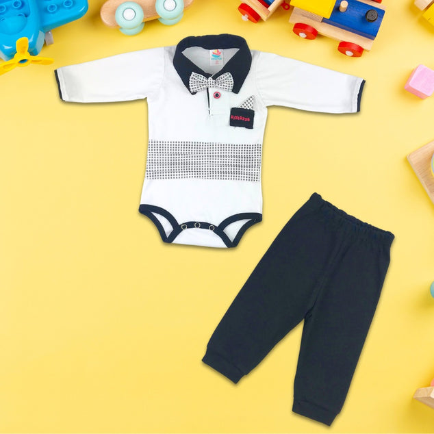 Set body manga corta con faja para bebés niños