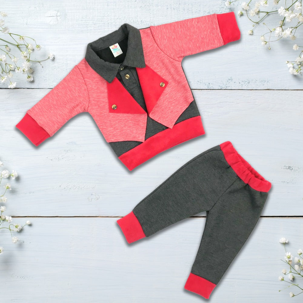 set  de body saco  manga larga cuello polo  con pantalon para bebes niños.