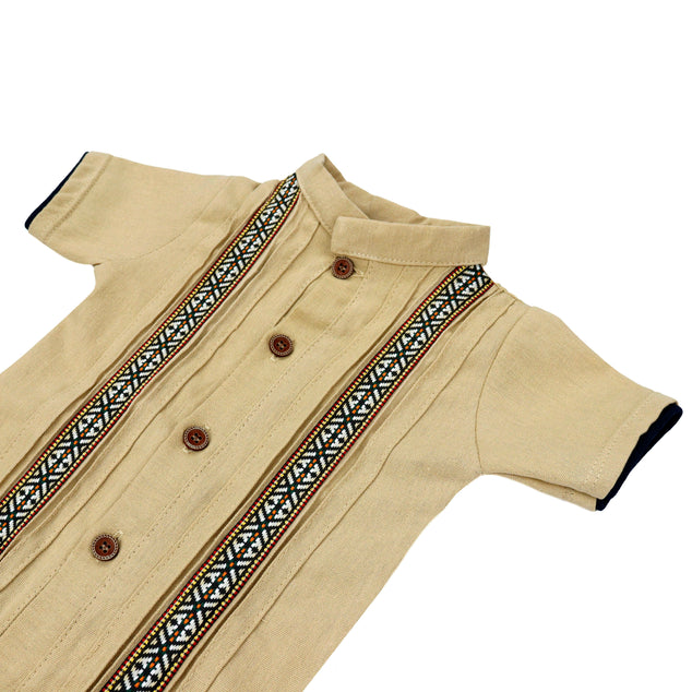 Set manga corta tipo guayabera para bebés niños