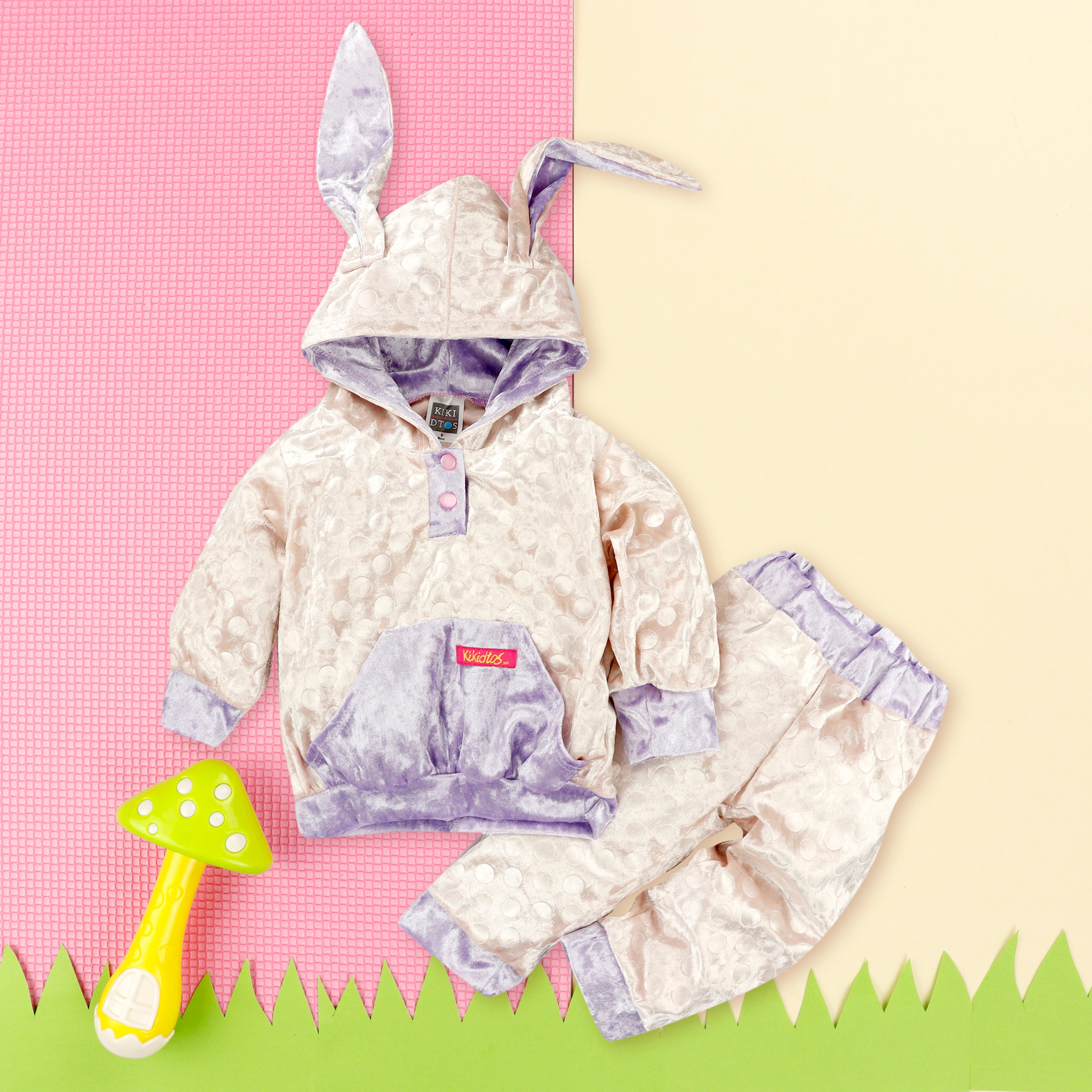 Coordinado de suéter de coneja con pantalón para bebés niñas