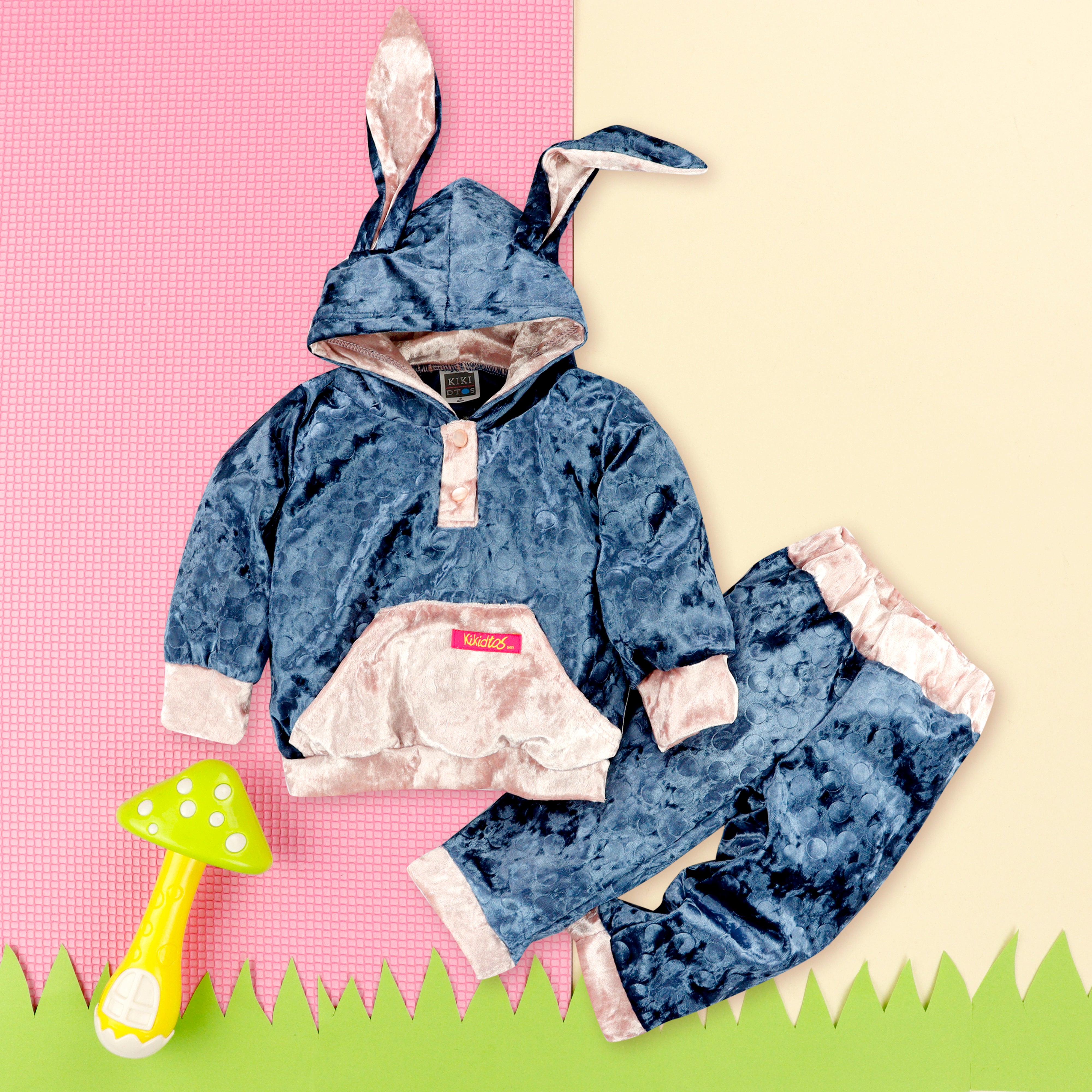 Coordinado de suéter de coneja con pantalón para bebés niñas