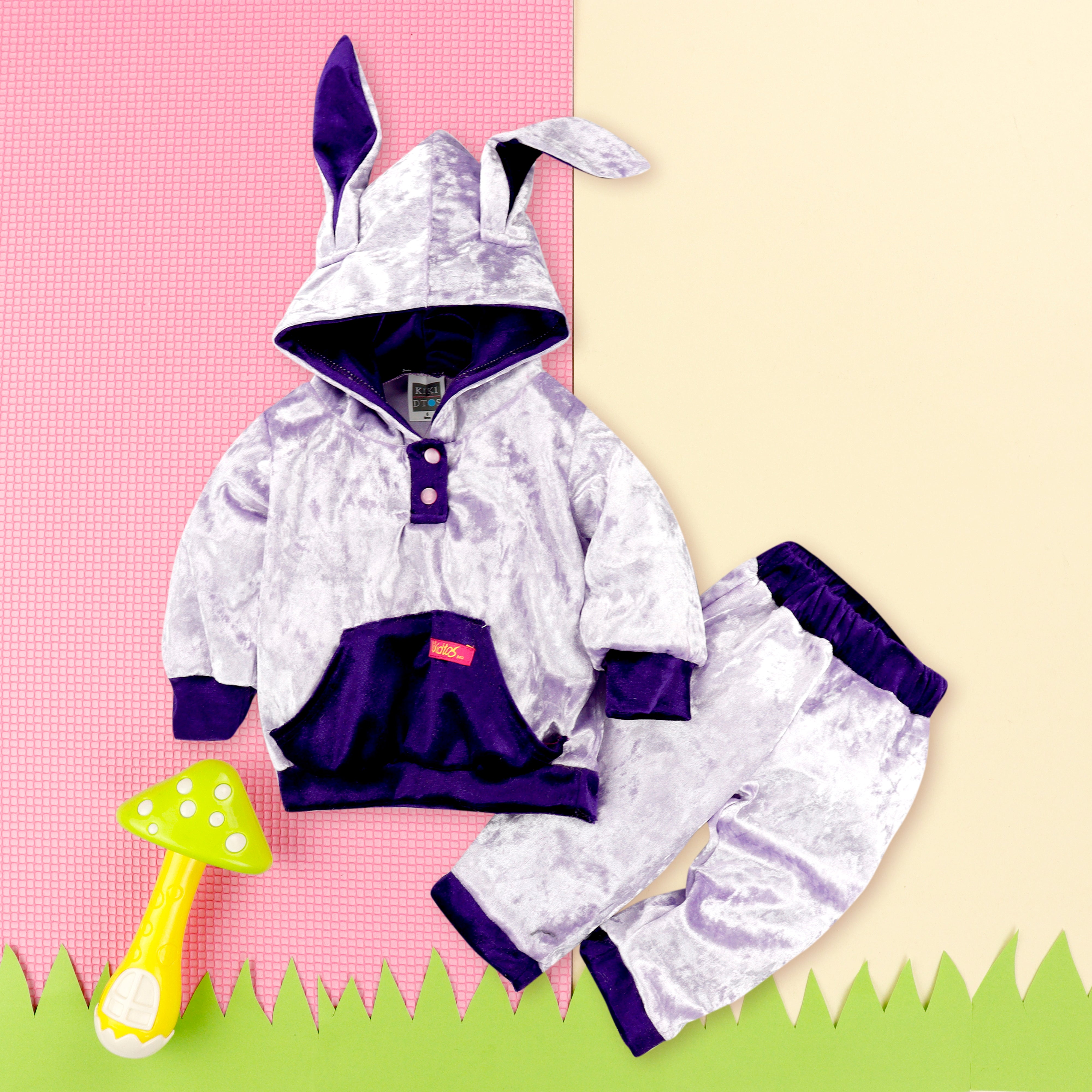 Coordinado de suéter de coneja con pantalón para bebés niñas