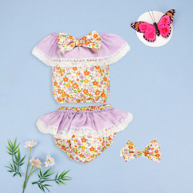 Coordinado de blusa y olán con calzón para bebés niñas