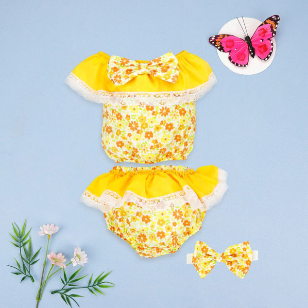 Coordinado de blusa y olán con calzón para bebés niñas