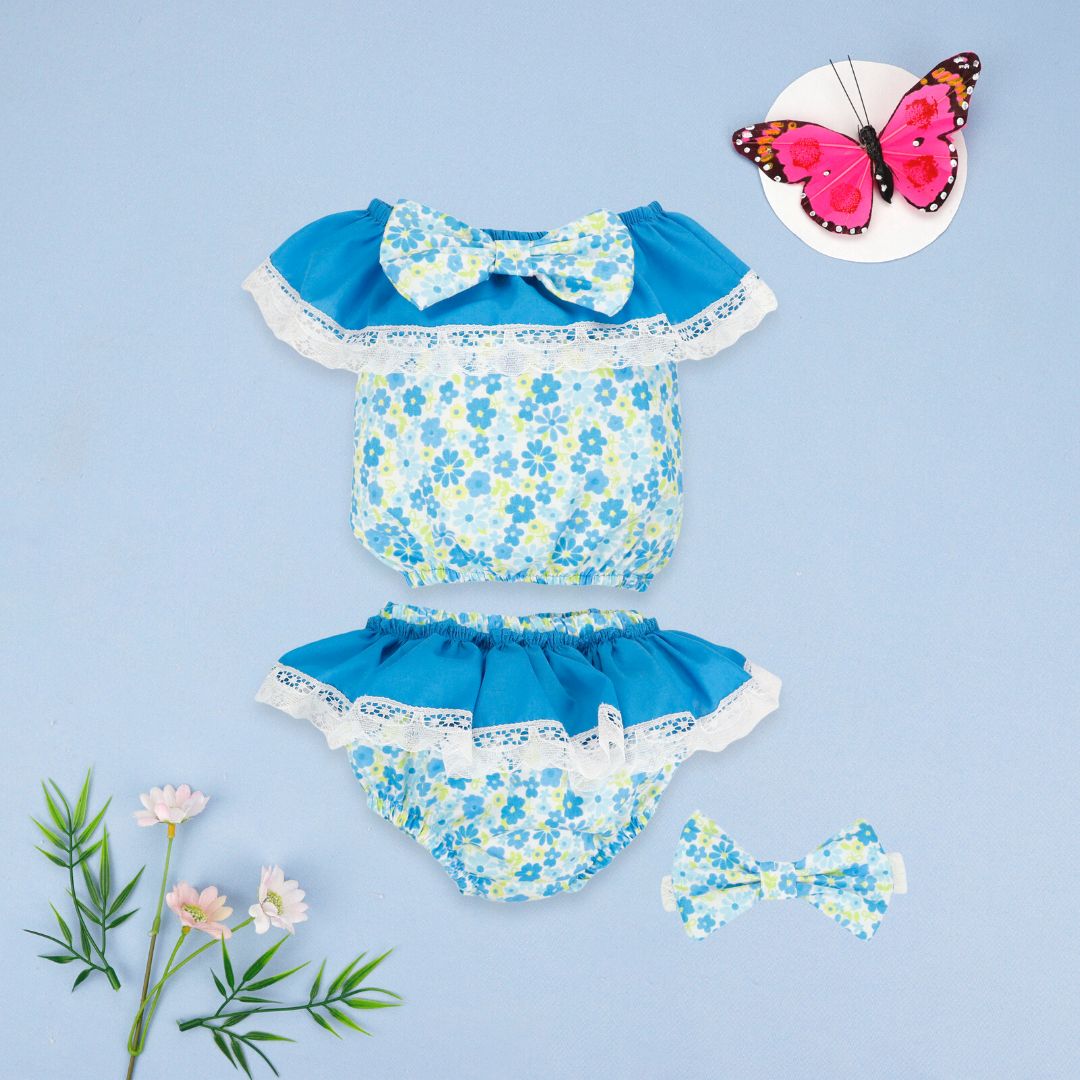 Coordinado de blusa y olán con calzón para bebés niñas