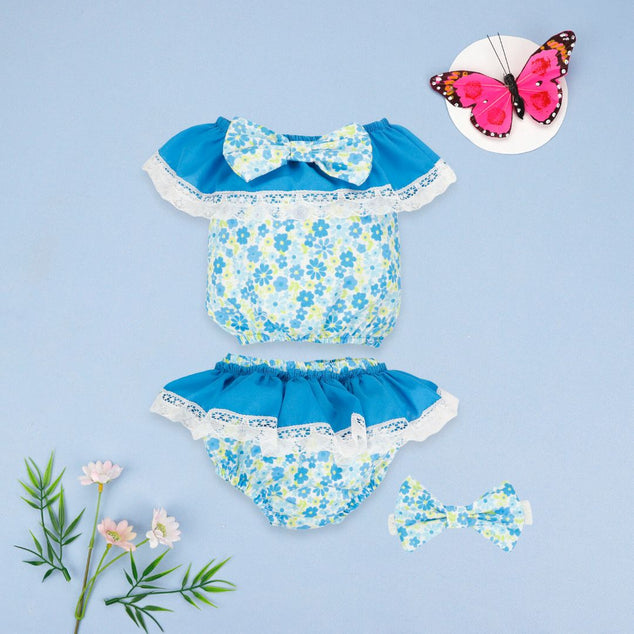 Coordinado de blusa y olán con calzón para bebés niñas