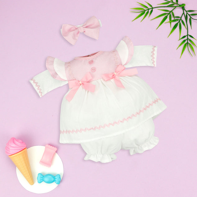 Coordinado de Vestido manga larga  con Short para Bebés Niñas