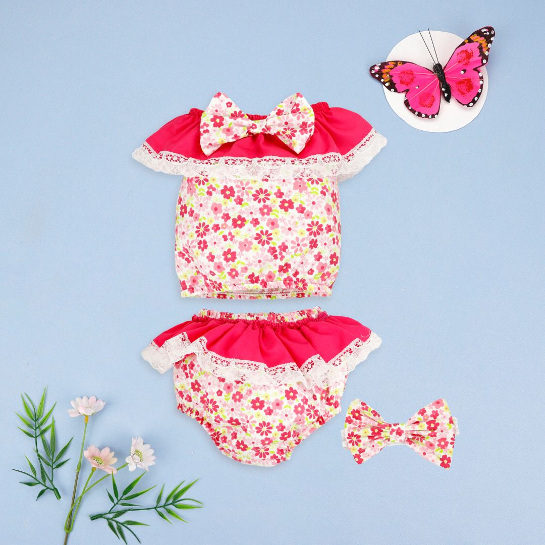 Coordinado de blusa y olán con calzón para bebés niñas