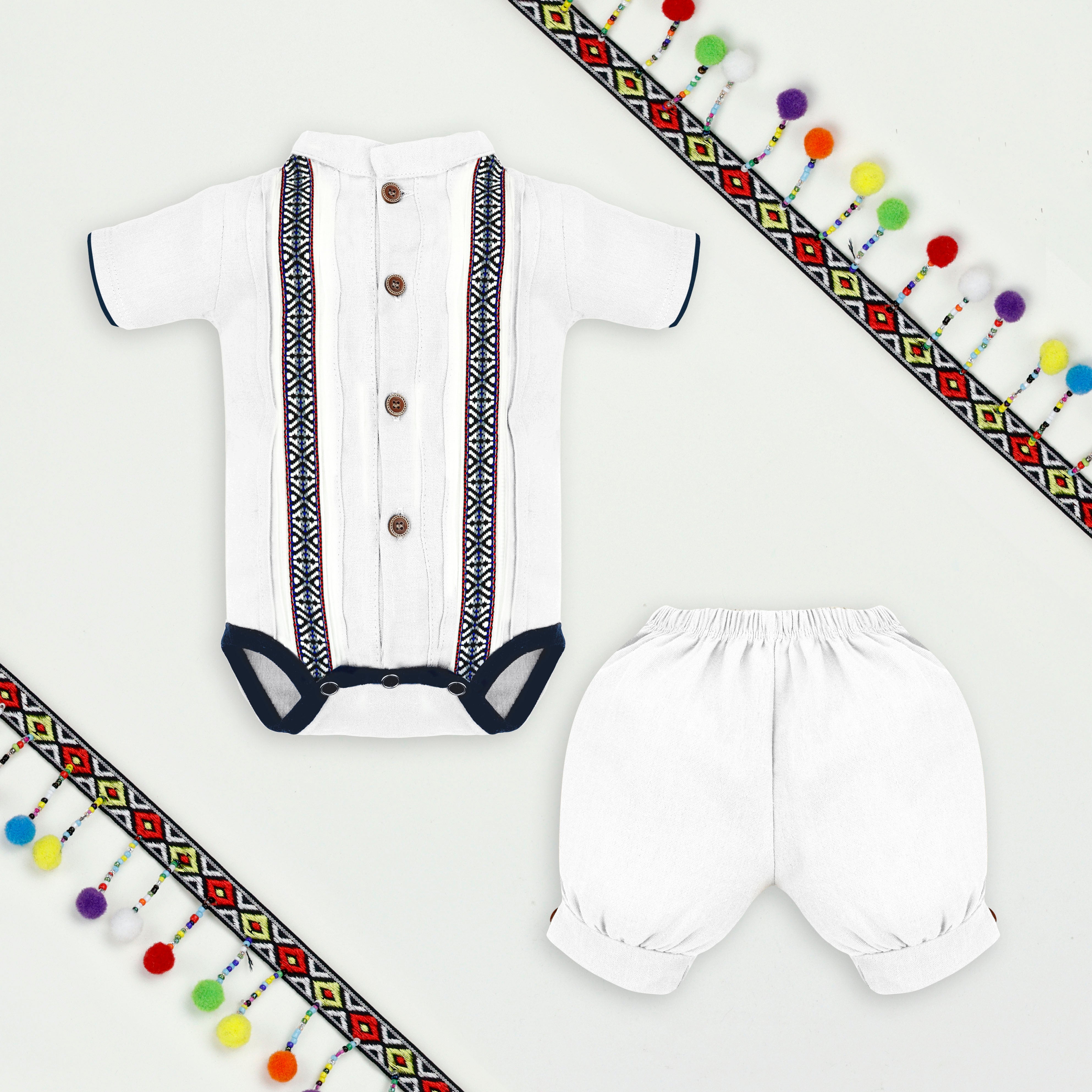 Set manga corta tipo guayabera para bebés niños